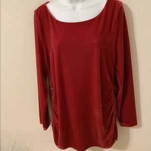 Red velvet ruched top